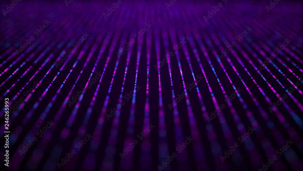Fototapete Abstract tech background. Abstract space background. Digital technology background. Computer code. 3d rendering.