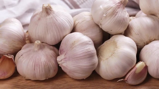 garlic on a wooden background