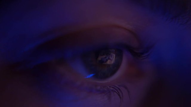 Person Watching Television - Close Up Of TV Reflection In Eye