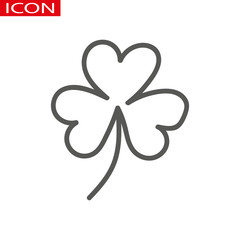 Clover icon, St Patricks Day symbol, outline design template, four leaf, vector illustration