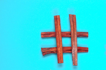 cinnamon sticks on color background