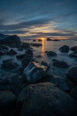 Fototapeta na wymiar Sunset on the Wellington coast in New Zealand