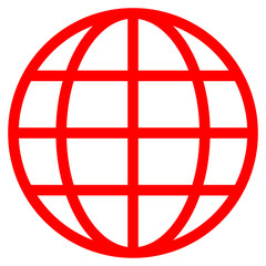 Globe symbol icon - red simple, isolated - vector
