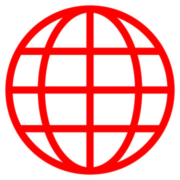 recommend clip art: Globe symbol icon - red simple, isolated - vector