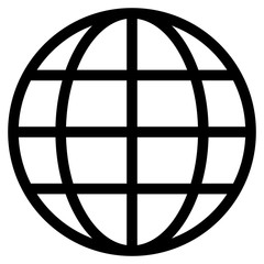Globe symbol icon - black simple, isolated - vector
