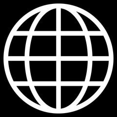 Globe symbol icon - white simple, isolated - vector