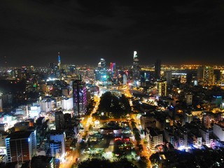 Saigon district 5 skyline by night