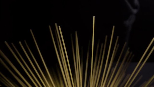 top view of close up abstract spaghetti dot and line in slow motion