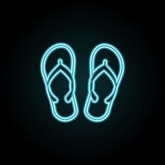 slippers icon in neon style. Simple thin line, outline vector of Summer icons for UI and UX, website or mobile application