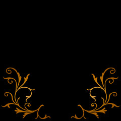 Floral element of vector. Design swirl gradient gold on black background. Design print for illustration, elements, corner, invitation, background, cloth, card. Set 2
