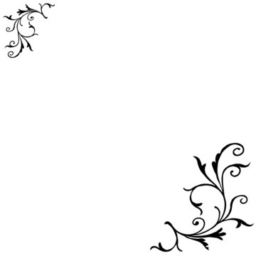 Floral element of vector. Design swirl black on white background. Design print for illustration, elements, corner, invitation, background, cloth, card. Set 1