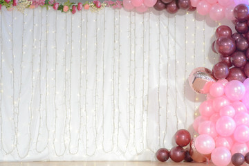 wedding decoration with balloons and led lights