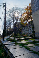 A stone path leading to the church of the village of Nymphaion