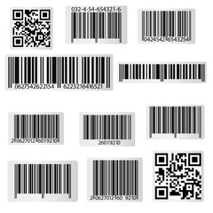 Barcode And Qr Code Sticker Collection. Vector Illustration