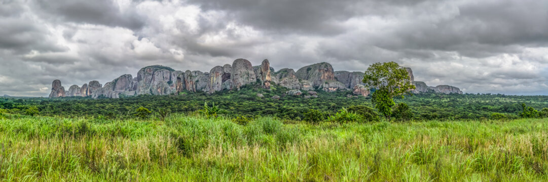 Panoramic view at the mountains Pungo Andongo, Pedras Negras (black stones), Angola