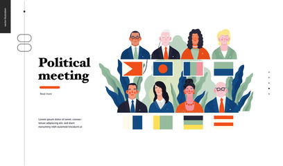 Technology 1 - Political meeting - flat vector concept digital illustration political meeting metaphor. Creative landing web page design template