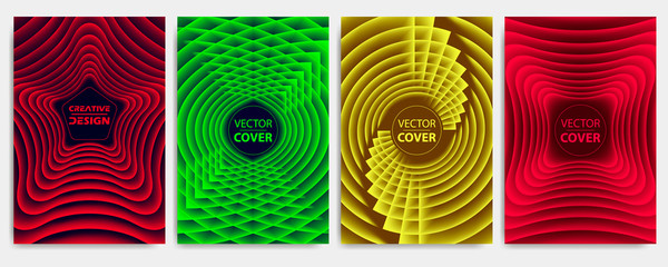 Covers modern abstract design templates set. Geometric compositions for flyer, banner, brochure and poster.