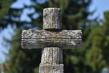 big stone cross in the cemetery