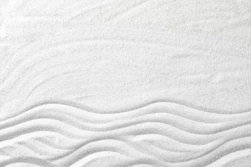Fotobehang Zen Zen garden pattern on sand as background, top view with space for text. Meditation and harmony  © New Africa