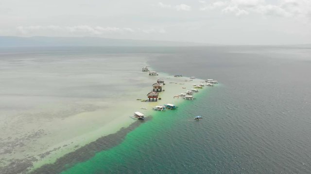 Aerial shot of Manjuyod Sandbar, Negros Oriental Philippines