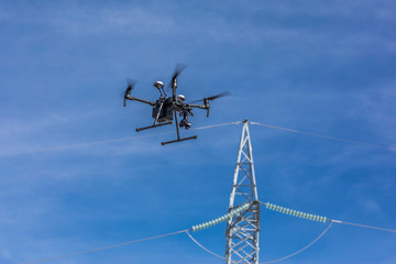 Drone flying and working for ortophoto and thermal analysis of PV Plants with visual and thermal...