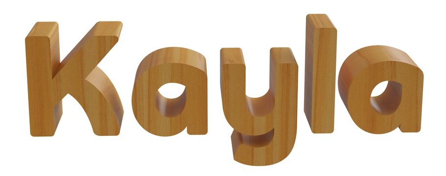 kayla in 3d name with wooden texture isolated