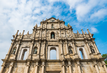 Fototapeta na wymiar Facade of the Ruins of St. Paul's in Macau, China.