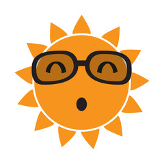 Isolated saisfied sun with glasses. Vector illustration design