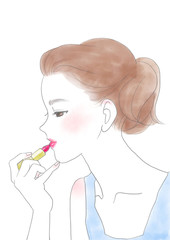 Naklejka premium メイクする女性
