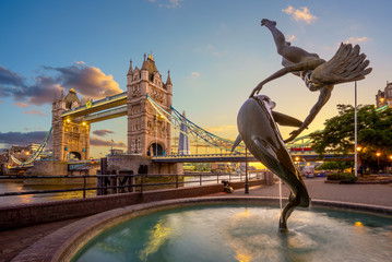 Tower Bridge by river thames  in London, UK