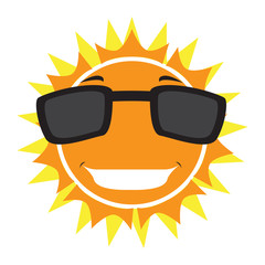 Isolated happy sun with sunglasses. Vector illustration design