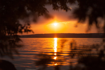 Fototapeta na wymiar Sunset in the natural background