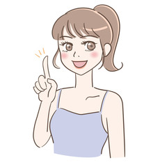 笑顔で説明する女性