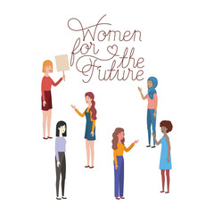 women with label women for the future character