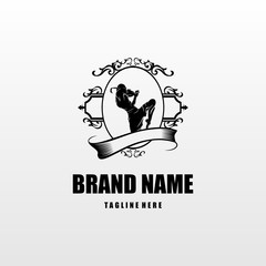Muay Thai Fight Sport Stamp Silhouette logo