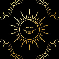 Sun smile line art style design