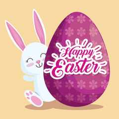 Fototapeta na wymiar happy rabbit with egg to easter event