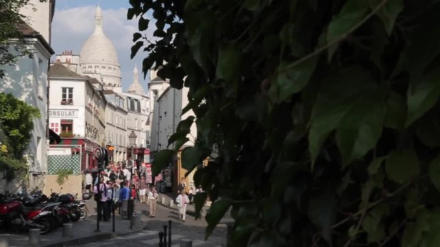 Cafes and Sacre Coeur, Montmartre, Paris, France, Europe 