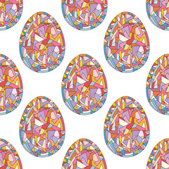 Easter eggs vector seamless pattern. Hand drawn abstract spring holidays background in modern style for surface design, textile, wrapping paper, wallpaper, phone case print, fabric.