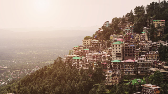 Dharamshala city mountains skyline  view