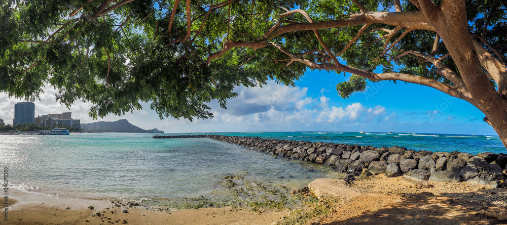 Wall mural breakwater from the beach