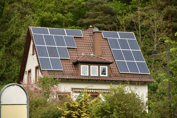 Solar panels on roof of house in Germany