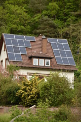 Solar panels on roof of house in Germany