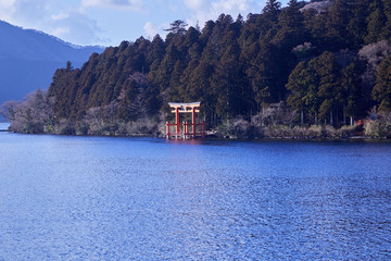 Mount Fuji with Lake Ashi from Hakone.