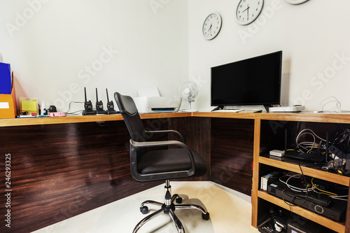 Modern Study Or Working Office Room At Home With Chair And