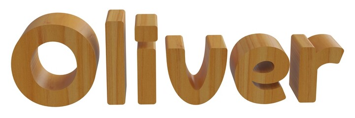 oliver in 3d name with wooden texture - obrazy, fototapety, plakaty