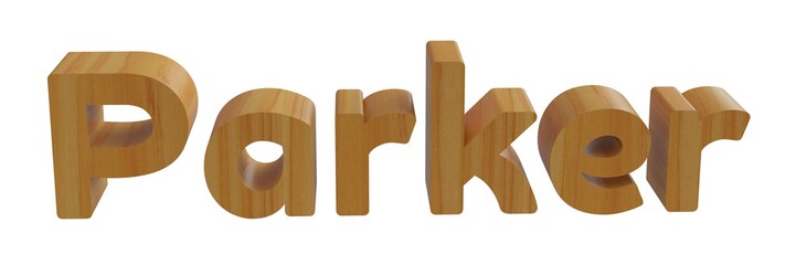 parker in 3d name with wooden texture