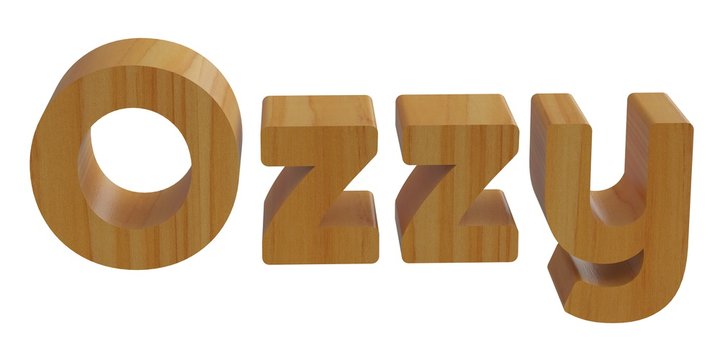 ozzy in 3d name with wooden texture