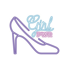 girl power label with heel isolated icon