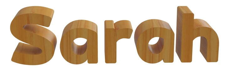 sarah in 3d name with wooden texture